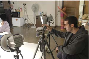 BGSU students testing the elinchrom lights